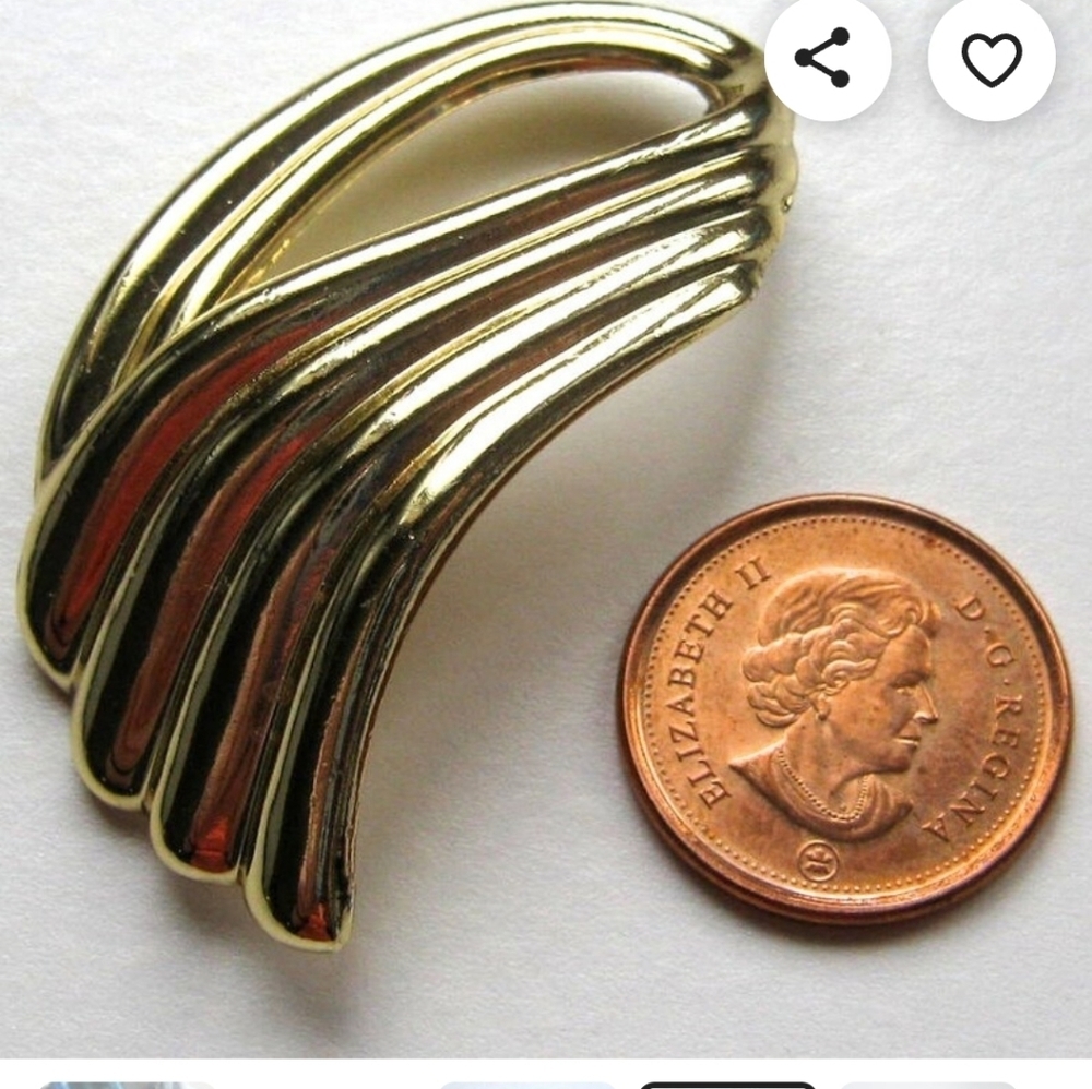 RARE Authentic Vintage Angel Wing Scarf Slide Luxury Gold Jewelry Celeb Style - Picture 4 of 15
